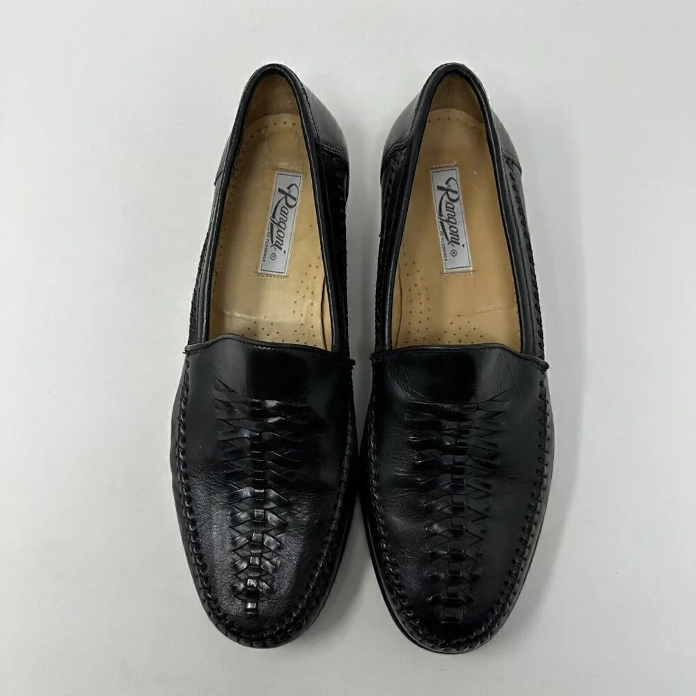 Rangoni Black Leather Slip on‎ Loafer Shoes US Size 8.5